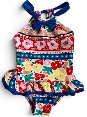 FLOATIMINI Bathing Suit Swimsuit Swimwear Floral Bow Rainbow 3T Swim Beach